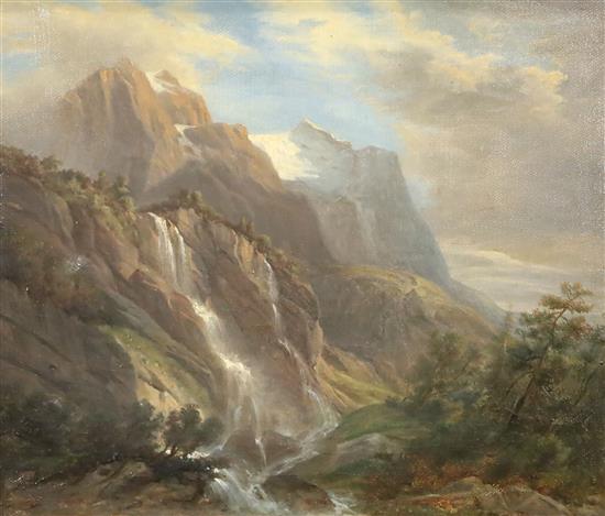 19th century English School, oil on canvas, The Wetterhorn from the West, 31 x 37cm